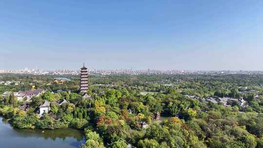 航拍扬州大明寺栖灵塔瘦西湖江都广陵观音山