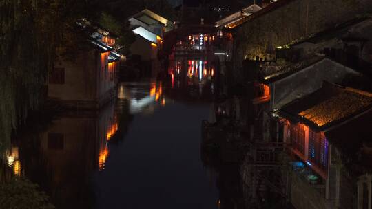 浙江湖州南浔古镇百间楼江南水乡夜景