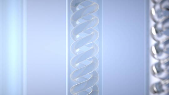 医学生物化学试剂流过双螺旋管子动态视频
