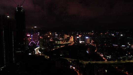 湖南长沙城市夜景航拍