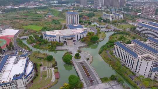 福州福建农林大学旗山校区航拍校园风景风光视频素材模板下载