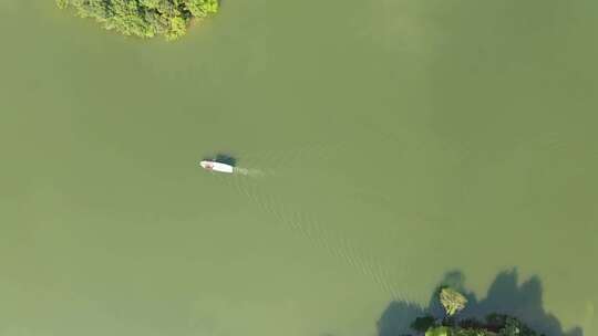 仙女湖湖面船航拍