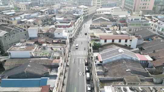 广东省江门市台山市台城历史文化街区航拍