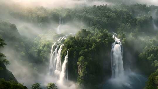 瀑布 山水瀑布 飞流直下