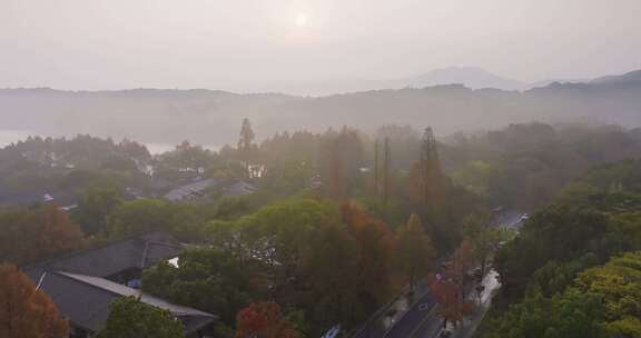 杭州西湖秋色茅家埠景区秋色风光