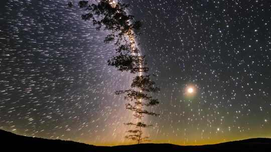 星河灿烂 流星划过 夜空宁静 宇宙无垠
