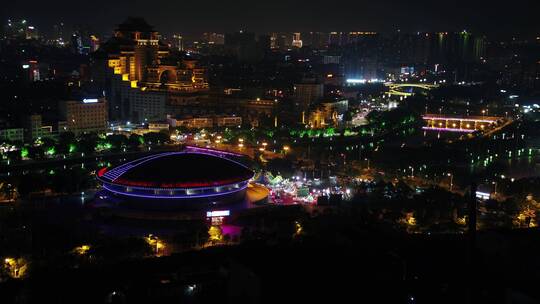 广西玉林夜景城市风光城郊城镇化落后