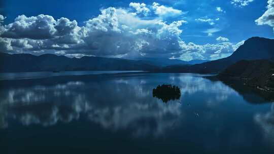 丽江泸沽湖风景HDR航拍