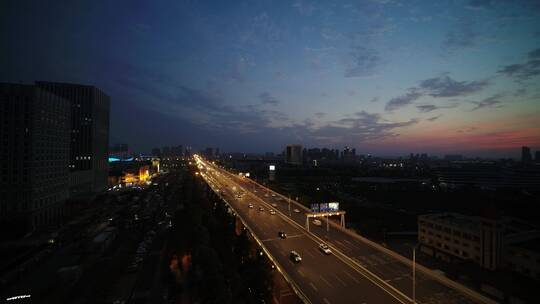 武汉航拍汉口高架桥夜景