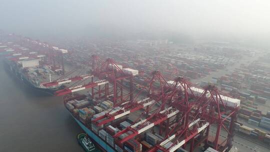上海集装箱码头洋山深水港航拍视频