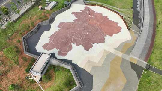 公园里的湖南省地图俯拍