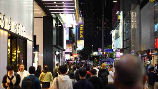 香港街头行人街道人流步行街人群人来人往