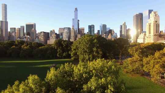 建立纽约市天际线高层建筑城市景观的拍摄