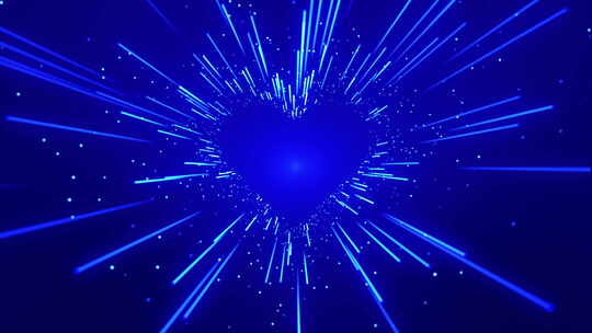 蓝色心形穿梭线条