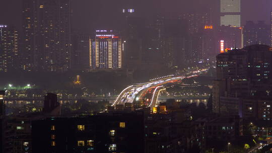 广州夜间公路交通延时景观