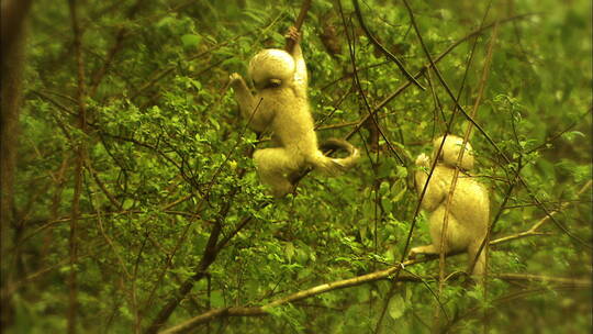 云南滇金丝猴幼崽在树上玩视频素材模板下载