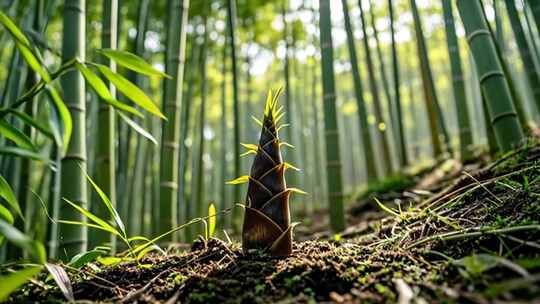 竹笋破土而出竹林竹笋春笋延时