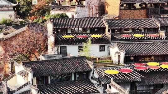 江西婺源篁岭美丽乡村晒秋航拍