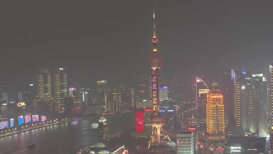 航拍上海 繁华夜景 东方明珠