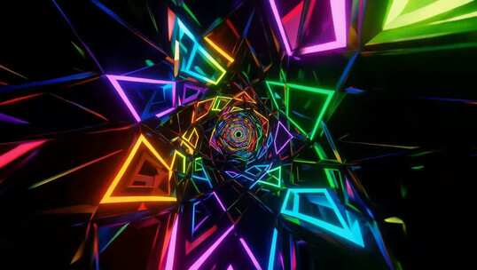 炫彩几何光影隧道背景素材