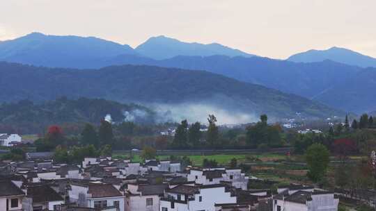 安徽卢村皖南秋色徽派建筑村落