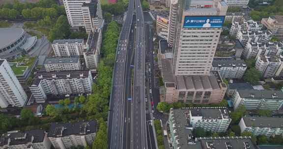 杭州拱墅区中河高架环城北路大运河航拍风光