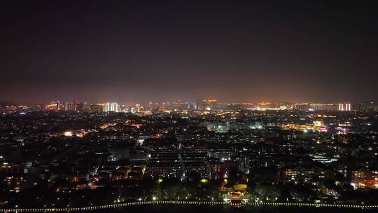 城市夜景航拍夜晚小区建筑泉州丰泽西湖夜景