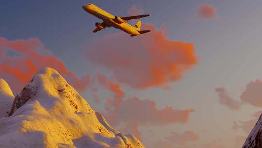 飞机飞过雪山视频视频素材模板下载