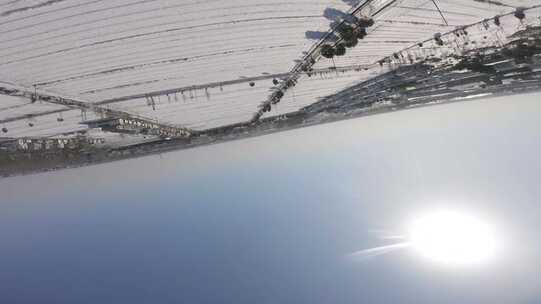 穿越机航拍田野雪景风光