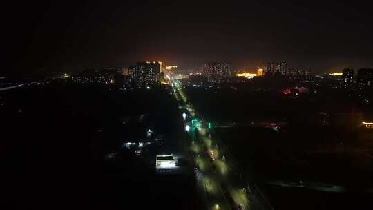 航拍 夜景 过年 年味 年末 夜晚 道路 车辆