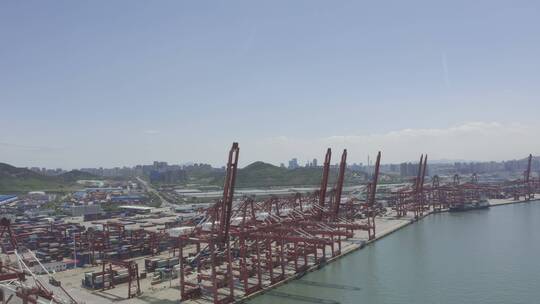 货运港口码头航拍原始素材视频素材模板下载