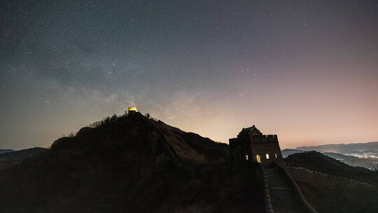 黄崖关长城夏季银河星空延时