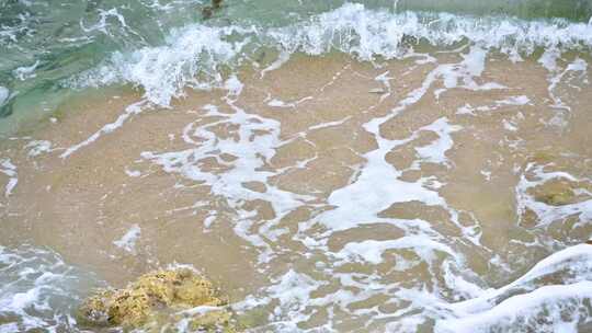 海南三亚海边沙滩海浪特写