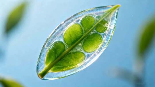 透明叶片微距特写