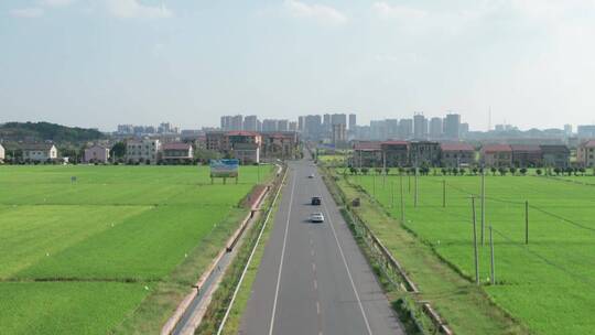 航拍乡村田园公路 美丽乡村