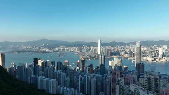 香港维多利亚港航拍香港城市建筑风光风景视频素材模板下载