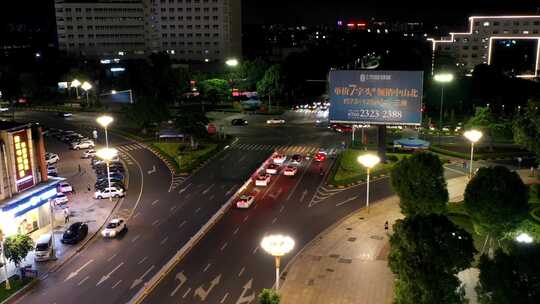 城市公路夜景航拍城市繁华视频素材模板下载