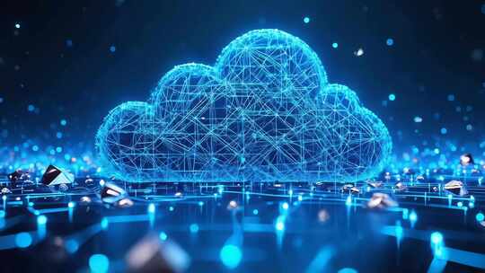 蓝色线条构成的云状网络科技图 合集4K