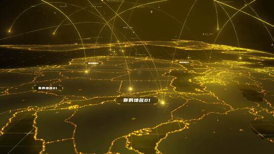 金色光线世界地图辐射展示AE视频素材教程下载