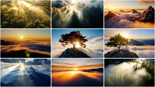 云雾缭绕的山林日出 壮丽山河云海景观高清在线视频素材下载