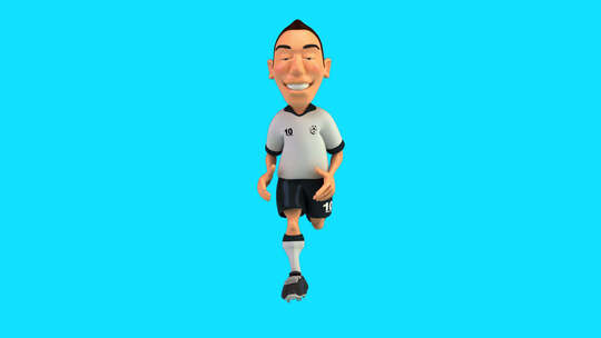 有趣的3D卡通足球运动员跑步（带alph