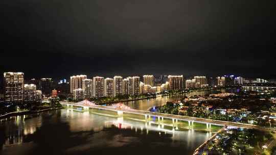 漳州战备大桥航拍九龙江西溪夜景城市风光