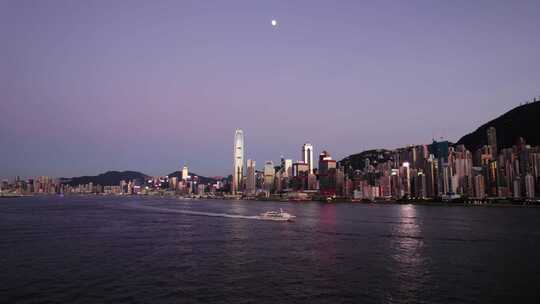 香港蓝调城市夜景航拍