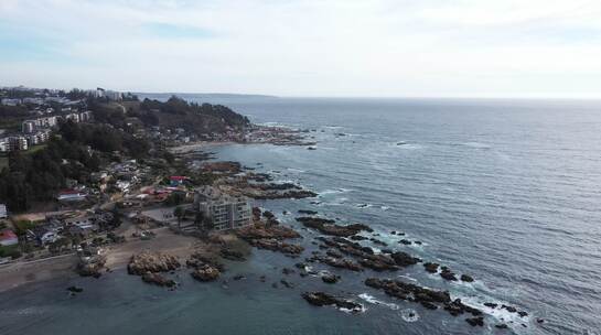智利太平洋海岸线海边小镇航拍