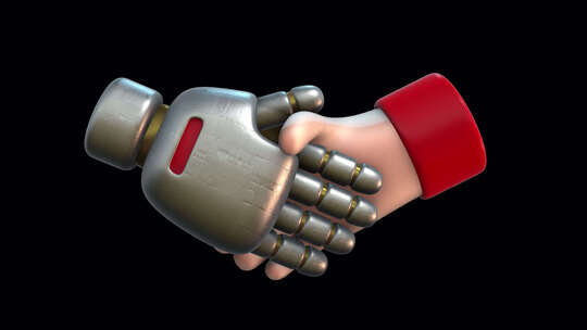 人与机器人的握手视频素材模板下载