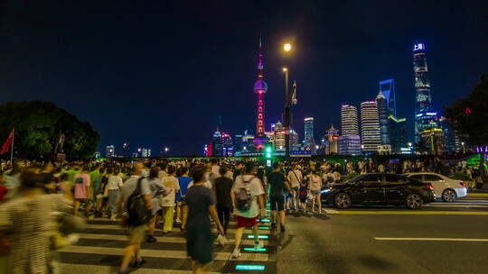 上海外滩南京东路人流4K延时视频素材模板下载