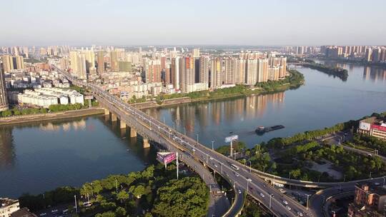 航拍衡阳湘江公铁大桥1080p合成视频