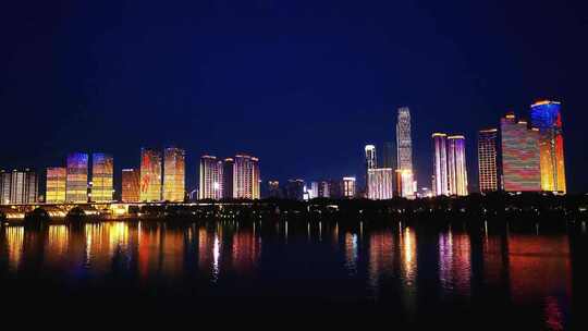 4K湖南长沙城市夜景灯光秀延时摄影视频素材模板下载