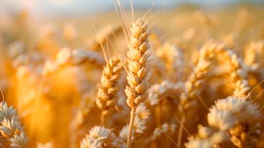 唯美金色麦田麦穗丰收ai素材成熟小麦农业视频素材模板下载