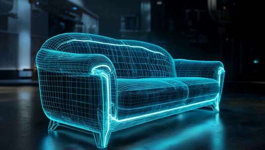 发光线框沙发3D渲染画面